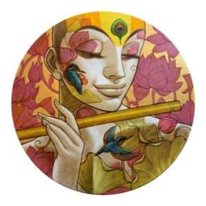 Purush.-30-inch-dia.-mixed-media-on-canvas